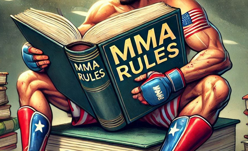 MMA Fighter with MMA rules book