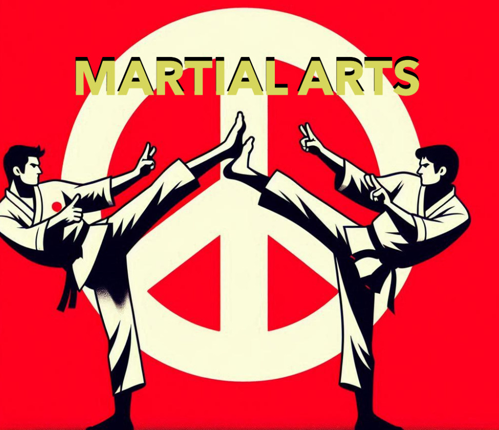 Peace Sign with Martial arts writen across it